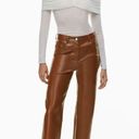 Wilfred NEW The Melina High Rise Vegan Faux Leather Straight Leg Pants Cognac Photo 0