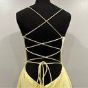 La Femme Flutter Slit Trumpet Gown 28294 in Pale Yellow 10 NWOT Photo 5