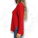 T Tahari  Crewneck Split Hem Pullover Sweater Red Long Sleeves Size M Photo 4