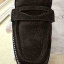 Jimmy Choo  Black Suede fur lined Ramona Shoe slide w crystals 39.5 NIB Photo 6