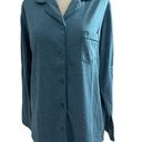 Covington  Womens MediumTeal  Button Up Top Only Pajamas Collar Sleepwear #B1 Photo 0