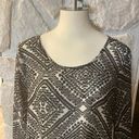 Charming Charlie  Black And White Lightweight Geometric Pattern Blouse- Size MED Photo 2