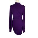 Harper Ronny Kobo  Ruched Mini Dress with Balloon Sleeves Purple Eggplant S NWT Photo 4