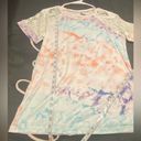 In The Style Stay Warm  Tie Dye Lace Sleeve Top Small NWT Red, Blue, Purple Photo 3