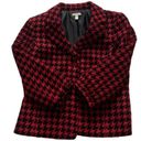 Houndstooth Semantiks Jacket Red Black  3/4 Sleeve Career Blazer Size 8 Petite Photo 7