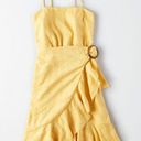 American Eagle Yellow Wrap Skirt Tortoiseshell Buckle Sun Dress Photo 0