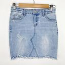 Celebrity Pink  Light Wash Blue Denim Raw Hem Mini Skirt Women's Size 1/25 Photo 0