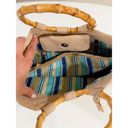 Sonoma  Life & Style Beige Bamboo Handles Straw Canvas Summer Handbag Tote Bag Photo 6