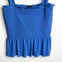 1. State NWT  Tie Shoulder Smocked Peplum Top (Harbor Waves) - Medium Photo 4