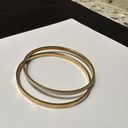 Monet  Lot Of 2 Skinny Bangle Bracelets 7 3/4 Inch Gold Tone 1 White Enamel Photo 11