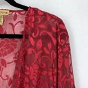 American Vintage Vintage Y2K Top Womens Medium Sheer Flared Sleeve Burnout Satin Floral Print Red Photo 1