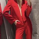 ZARA NWT  Red COLLARLESS CROPPED BLAZER. Size Medium Photo 0