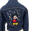 Wrangler Vintage 80s  Denim Cropped Jacket Hand Embroidered Mickey Mouse Disney Photo 1