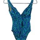 Vintage Blue E. Stewart  Green 80's One Piece Swimsuit Size 14 Photo 0