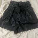 ZARA Oversized Faux Leather Shorts With Tie- Photo 1