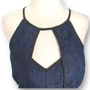 BCBGeneration  Evening Dress Navy Blue Black Cutout Sheer Sleeveless Lace Maxi Photo 4