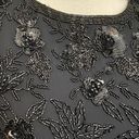 Oleg Cassini Vintage Black Beaded Silk Top | Black Tie  | Size Small Photo 4