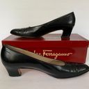 Salvatore Ferragamo Vintage Black Block Kitten Heel  Heels w/ Original Box Photo 2