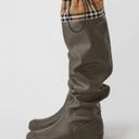 Burberry  Olive Green Nova Check Plaid Knee-High Over the Knee Rain Boots Photo 1