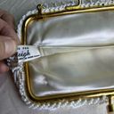 Vintage 50s 60s Sequin Beaded Framed Clutch Gold Chain Strap Ivory Cream Bridal Photo 4