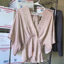 Peach Puff NWT  Silky Velvety Soft V-Neck Back Tie Blouse Women Size Medium Mauve Pink Photo 0