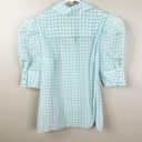 Alice + Olivia NEW  Houndstooth Willa Shirt Womens XS Puff Sleeve Silk Blouse Photo 7