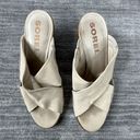 Sorel  Nadia Heel Sandals Natural Tan Rose Gold Leather Mule Slides Size 8.5 Photo 5