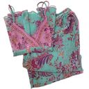 Natori JOSIE  B92612 Pink/Blue Floral Paisley Sheer Cami 2-pc Pajama Set Size L Photo 5