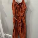 Torrid  Women 4 4X Plus Orange Rust Stripe Challis Wide Leg Jumpsuit Tie Waist Photo 0