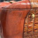 Brahmin  Womens Brown Real Leather Double Handle frame Purse Handbag Alligator Photo 12