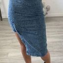 The Comfy Denim acid washed split pencil blue jean skirt, stretchy and / Size S Photo 2