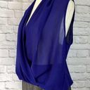 RD Style Blue crossover sleeveless chiffon top, womens royal blue V-neck surplice blouson Photo 0