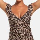 Beachsissi Leopard Ruffle V Neck Tummy Control Tank Swimsuit Size Medium Photo 0