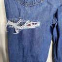 American Eagle  Mom Straight Jean Blue Jeans Denim Ripped Plaid Patch Size 16 Photo 4