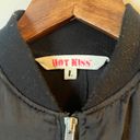 Hot Kiss  Women’s Black Silky Full Zip Bomber Jacket Size L Photo 2