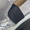 Nine West  Bonkers Embossed Metallic Slip On Sneaker Silver Black 7 Photo 5