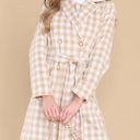 Aura  It's A Look Beige Plaid Coat Tie Double Breast Pearl Button M J NWT Photo 1