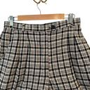 Bermuda Vintage Plaid Long High Waisted Mom Pleated Linen Cotton Blend  Shorts M Photo 2