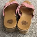 UGG  Pink Leather Criss Cross Mule Wedge Sandals Women's 7.5 Photo 5