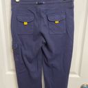 Boston Proper  Capri Sweatpants Womens Small Navy Blue Yellow Pockets Wide Leg Photo 1