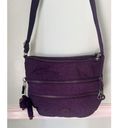 Kipling  Keiko Dark Plum Tonal  Nylon Crossbody Bag + Monkey Key Chain Purple Photo 1