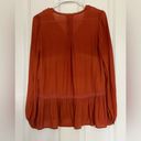 Ro & De  Embroidered Orange Ruffle Long Sleeve Top - Size S Photo 1