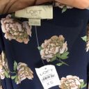 The Loft  NWT Navy Blue Rose Sheer Blouse Photo 4