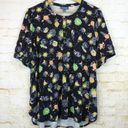 Modcloth  Zodiac Top Women Plus 2X Black Winning Them Over Short Sleeve Pin-Tucks Photo 0