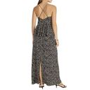 J.Crew  Maxi Slip Dress Womens 4 Black Silk Starry Sky Ruffle Back Slit Elegant Photo 2