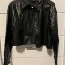 Alya Cropped Black Leather Jacket Photo 0