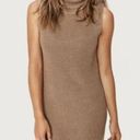 Lole  Tan Sleeveless Turtleneck Chunky Knit Sweater Dress Size Large Photo 0