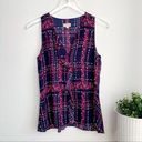 Maison Jules  Peplum Navy Floral Tank Top Blouse Small Photo 4