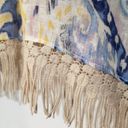 Chico's  Linen Weave Poncho Cape Watercolor Paisley Crochet Fringe Small / Medium Photo 7