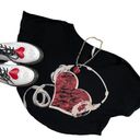 y2k color in motion heart with headphones cropped tee Black Photo 5